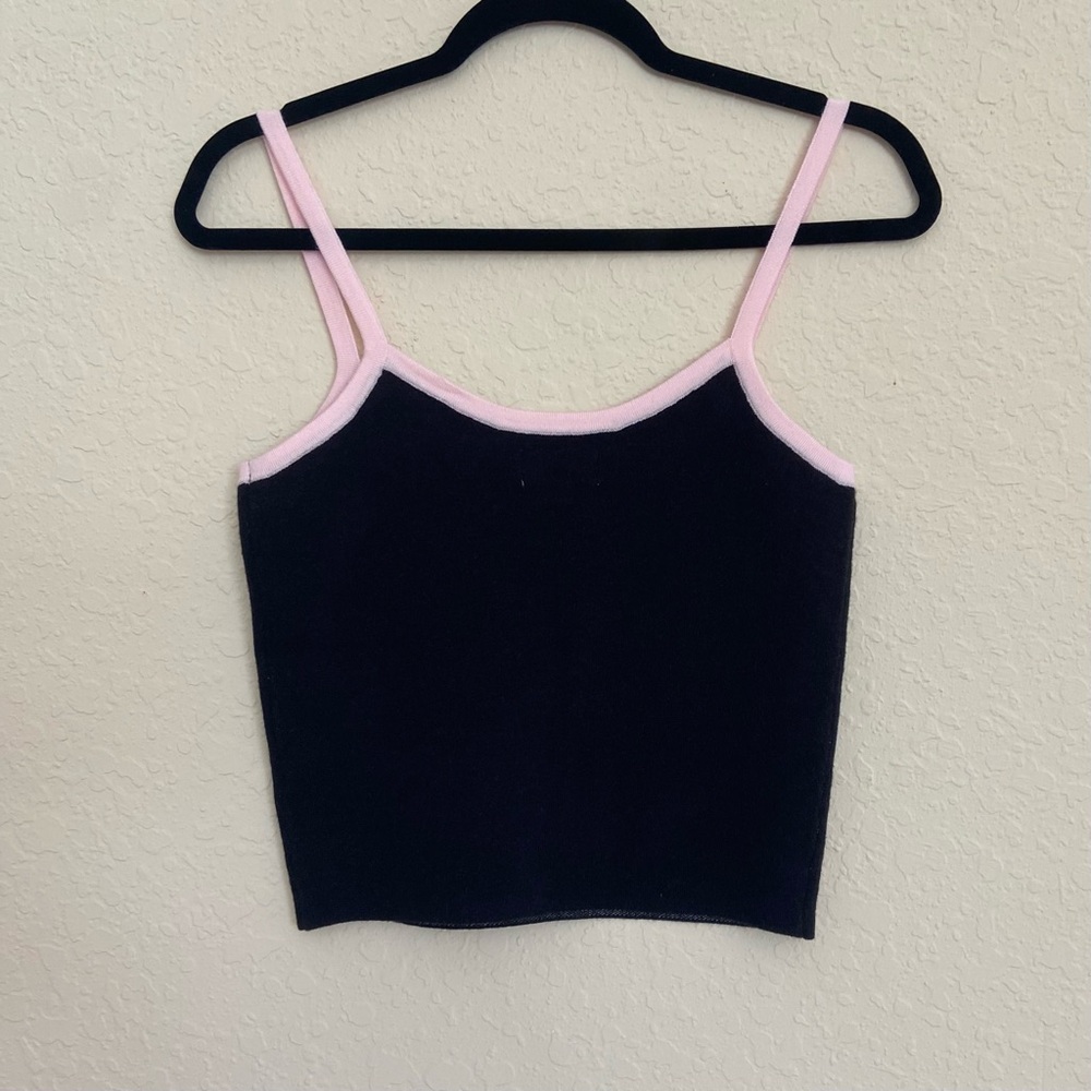 Pacsun Sweater Tank Black/Pink Bow Knit Cropped Top Women’s M NWT - Picture 6 of 13